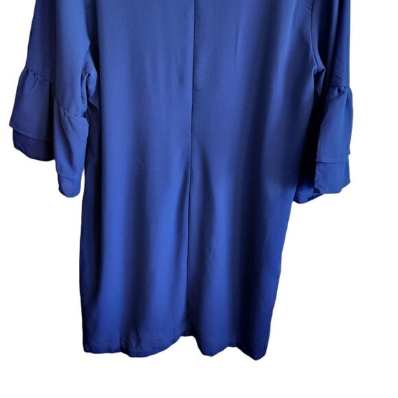 BELONGSCI Blue V-Neck Bell Sleeve Shift Dress Size XL - Picture 4 of 8